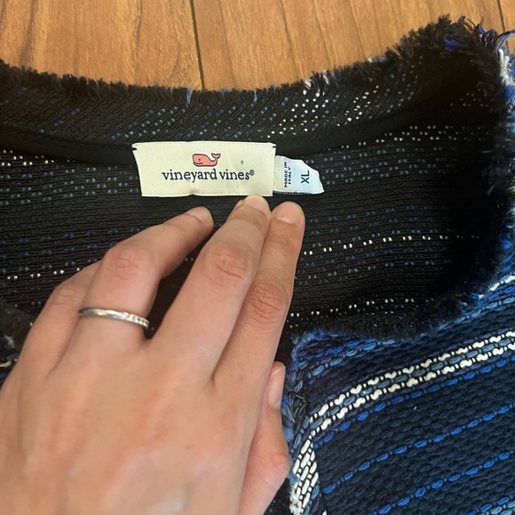 Vineyard Vines Extra Large Women's Striped Woven Cotton Jacket Deep Bay Blue - Picture 2 of 13